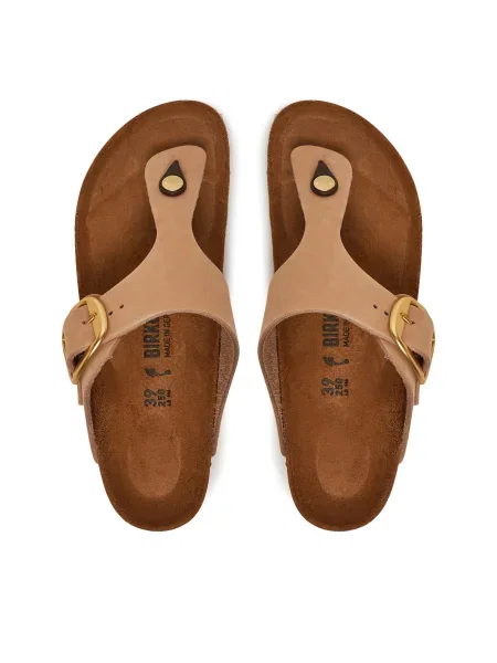 Кожени джапанки Birkenstock с катарама розово