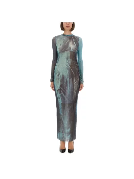 Sukienka maxi Jean Paul Gaultier z nadrukiem z długim rękawem z siateczki