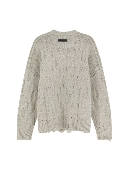 Sweter Represent wełniany z okrągłym dekoltem beżowy