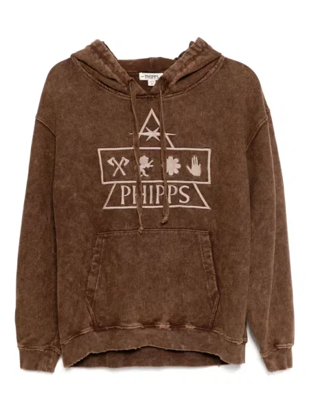 Суичър с качулка Stain Shade бродиран кафяво