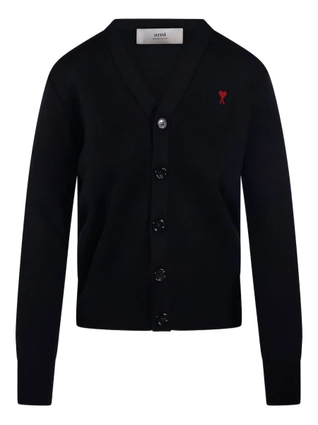 Cardigan Ami Paris cu broderie negru