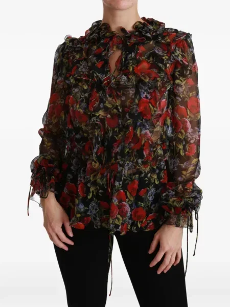 Bluză Dolce & Gabbana cu model floral cu imagine negru