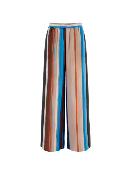 Pantaloni palazzo Fendi de mătase cu dungi cu imagine