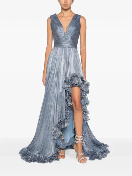 Rochie maxi Iris Serban cu volane albastru