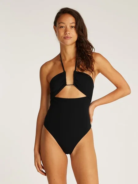Dámske jednodielne plavky Calvin Klein Ck Wire Plunge One Piece-RP pvh black čierna