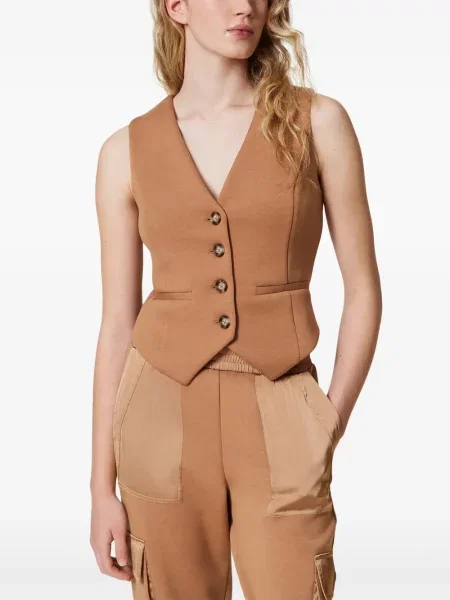 Vestă Twinset din jerseu maro