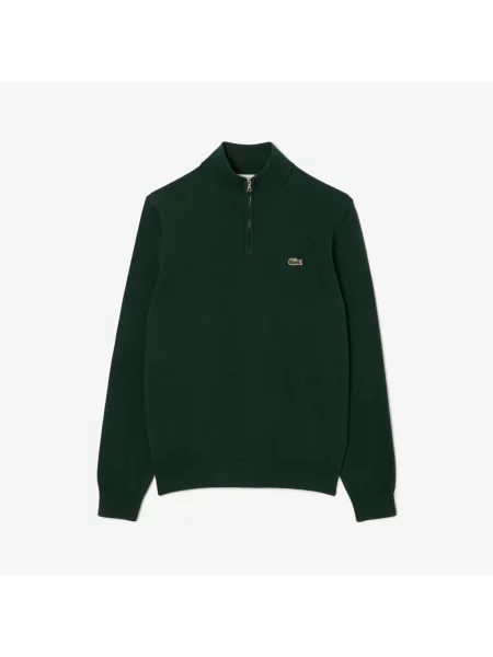Lacoste Sweter Z Wysokim Kołnierzem I Zamkiem zielony
