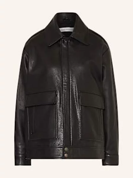 Nour Hammour Kurtka Skórzana Drey schwarz czarna
