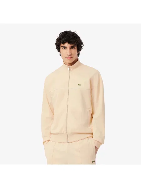 Lacoste Bluza Rozpinana Z Ozdobnymi Lamówkami beżowy