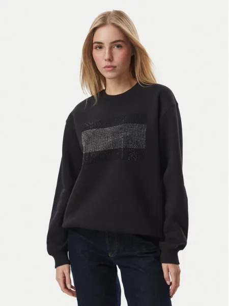 Tommy Jeans dukserica za žene s pamukom crna