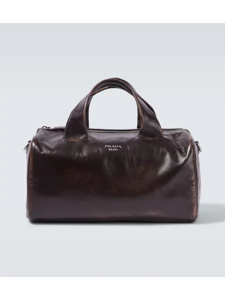 Usnjena torba Prada rjava