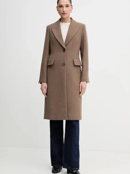 Sisley płaszcz wełniany przejściowy brązowy