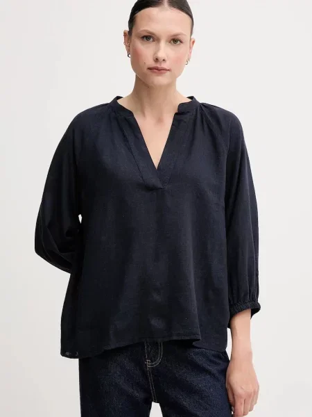 Gant bluză din in bleumain neted