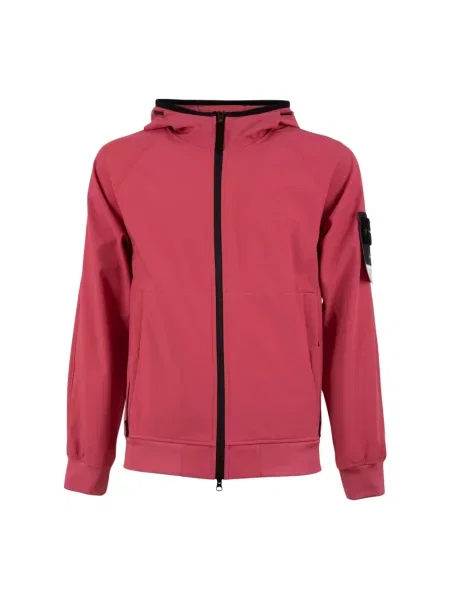 Kurtka Stone Island z kapturem z kamieniami różowa