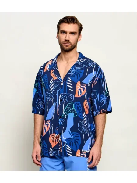 Hugo Bodywear Cămașă | Relaxed fit albastru