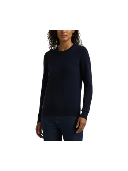 Dzianinowy sweter Lauren Ralph Lauren z okrągłym dekoltem niebieski