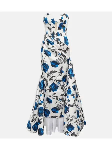 Satynowa sukienka Rasario w kwiatki drapowana