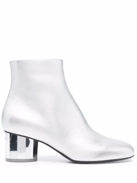 Cizme scurte Ferragamo din piele argintiu