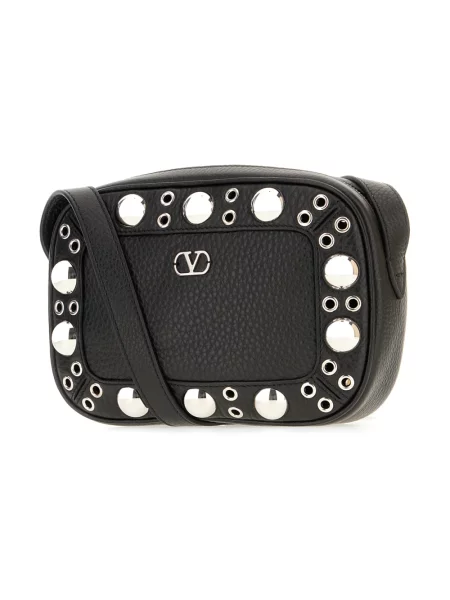Lniana torba crossbody Valentino Garavani czarna