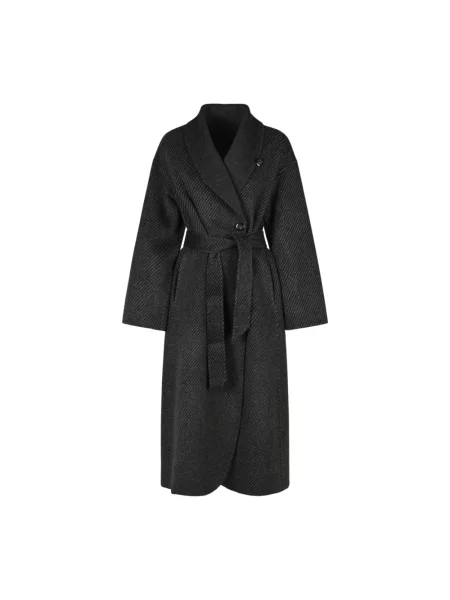 Płaszcz Emporio Armani wełniany w paski szary