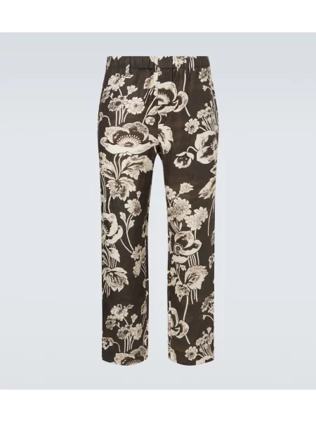 Pantaloni Commas de in cu model floral negru