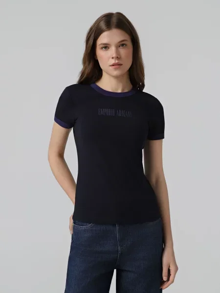 Футболка Emporio Armani бавовна/еластан синій