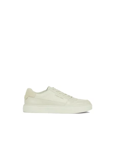 Sneakersy Calvin Klein sznurowane skórzane beżowe
