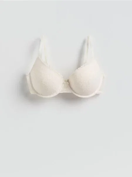 Reserved Sutien push-up cu dantelă crem