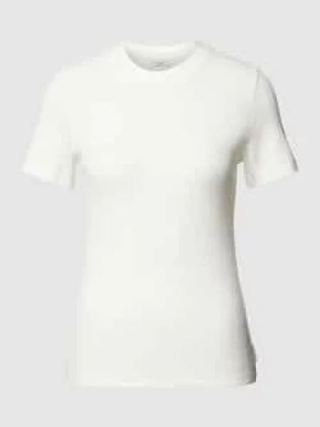 T-shirt z prążkowaniem Marc O'polo Denim biała