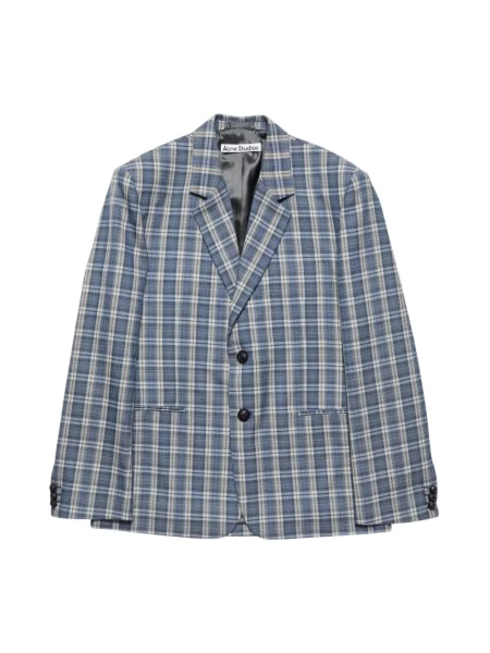Marynarka Acne Studios wełniana w kratę niebieska
