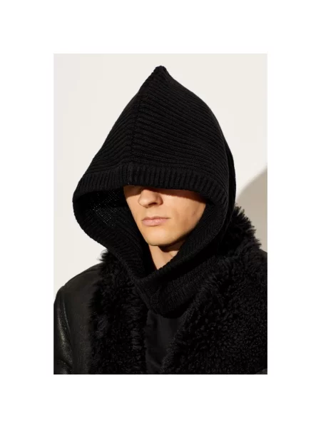 Czapka Rick Owens z kaszmiru z kapturem czarna