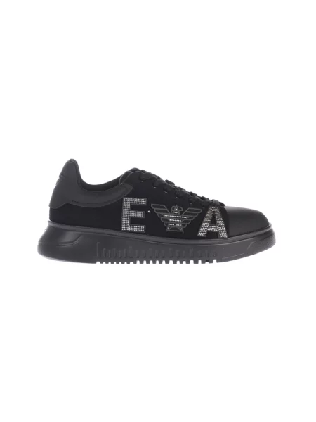 Sneakersy Emporio Armani skórzane z logo czarne