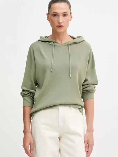 United Colors of Benetton bluza z kapturem z wiskozą zielona