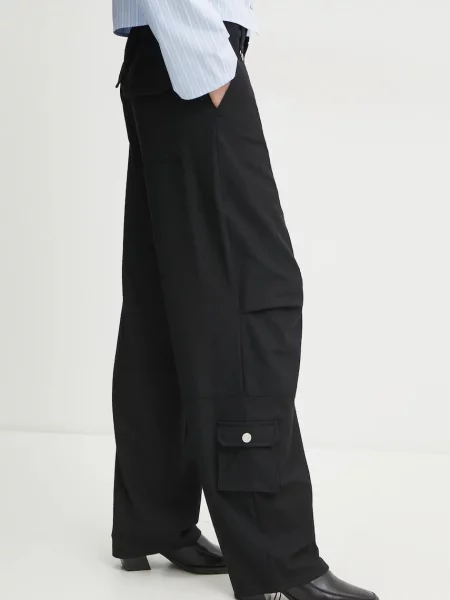 Won Hundred pantaloni femei drept high waist negru