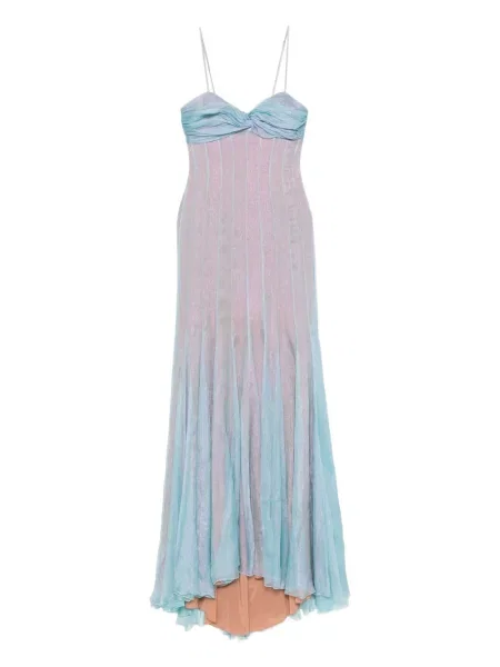 Rochie Maria Lucia Hohan de mătase plisată de costum albastru