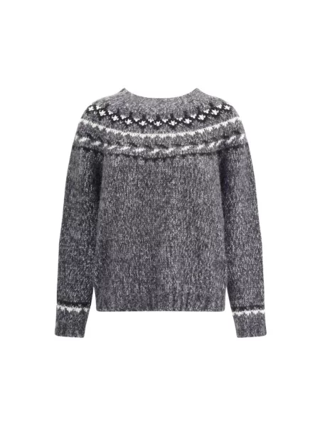 Sweter Parosh z kaszmiru z nadrukiem szary