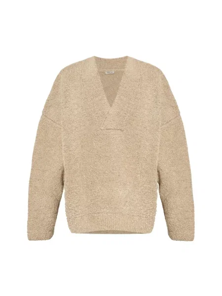 Sweter Fear Of God wełniany z logo beżowy