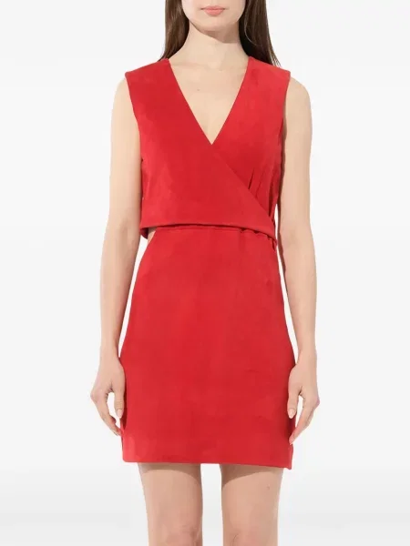 Rochie Balmain din piele plic roșu