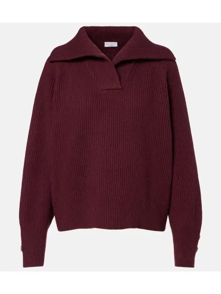 Pulover Brunello Cucinelli de lână bordo
