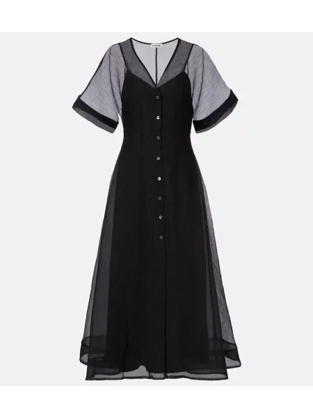 Sukienka midi Staud z organzy garniturowa czarna