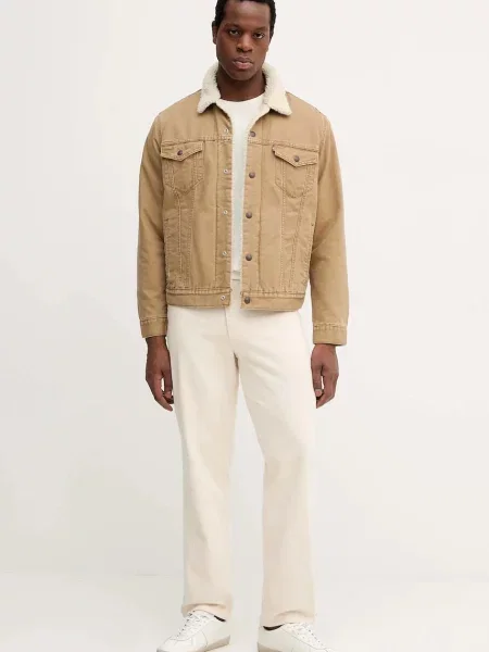 Levi's krátka bunda pánska menčestrová TYPE 3 SHERPA béžová