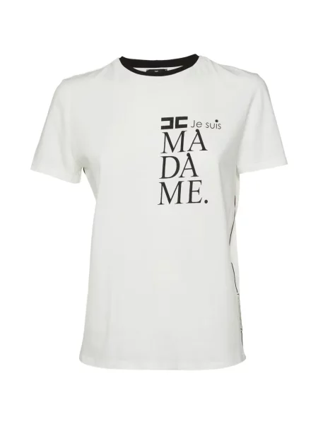 Tricou Elisabetta Franchi cu imagine cu decolteu rotund alb