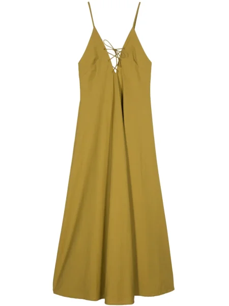 Rochie maxi Forte_forte din poplin de costum verde