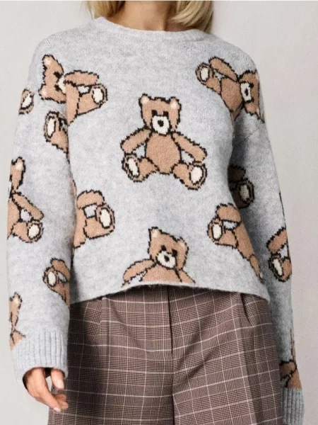 Светр із візерунком сірий
