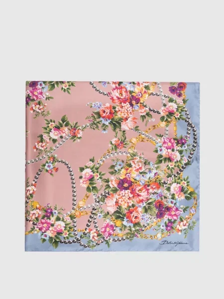 Хустка із шовку в принт Dolce&gabbana рожева