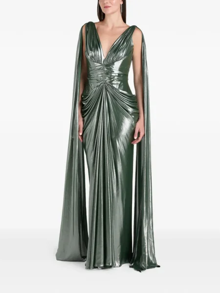 Maxi rochie maxi Rhea Costa drapată de costum verde