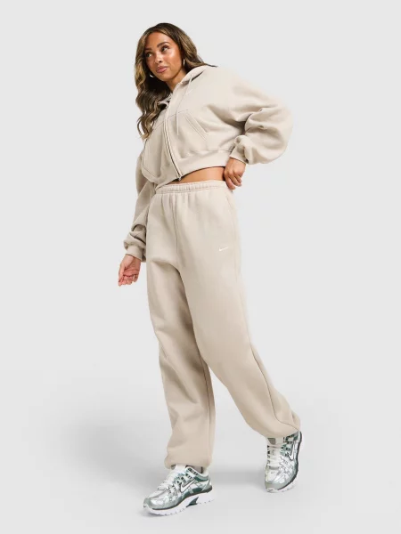 Nike Spodnie W Nk Studio Flc Mw Hr Os beżowe