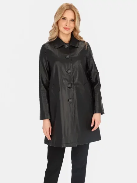 Płaszcz Perso skórzany czarny