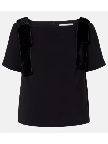 Top Carolina Herrera cu funde de catifea negru
