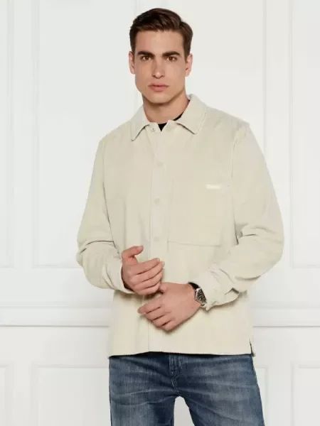 CALVIN KLEIN JEANS De catifea reiată cămașă bej